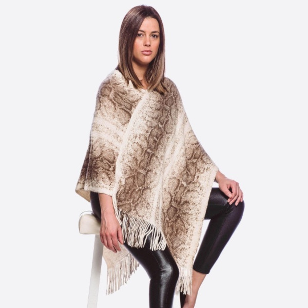 Beige Snake Skin Poncho
